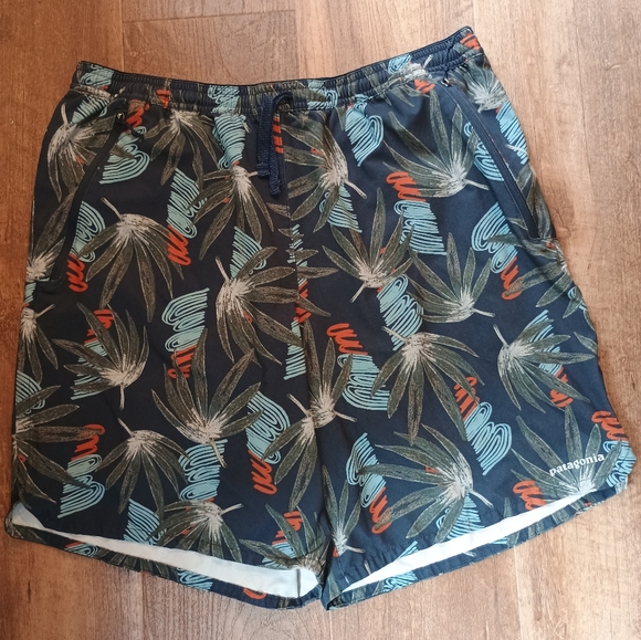 Patagonia Shorts Mens Large Blue Hiking Nine Trails Short Floral Lined 8 Inch - Picture 1 of 6